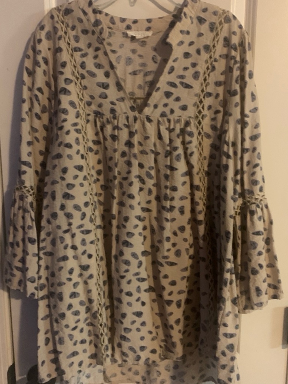 ODDY Cream Blouse with Blue Dot Print